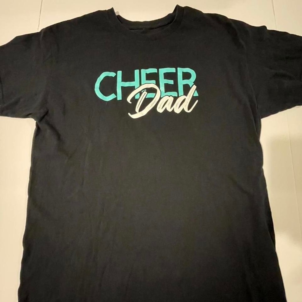 Cheer Dad tee in black and green, great for casual wear